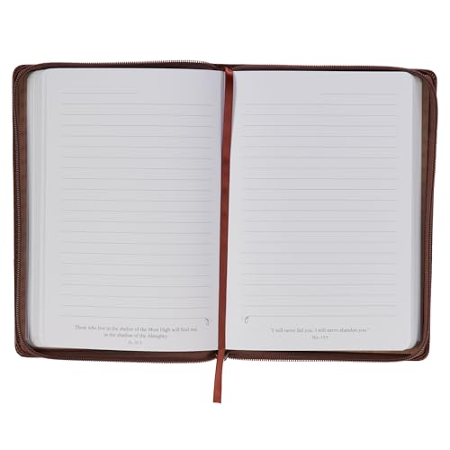 Christian Art Gifts Tan Faux Leather Journal, Be Still and Know - Psalm 46:10, Flexcover Inspirational Notebook w/Elastic Closure 160 Lined Pages w/Scripture, 5.8 x 8.5 Inches