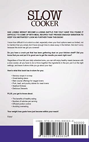 Slow Cooker: Weight Loss: 250 Weight Loss, Healthy, Delicious, Easy Recipes: Cooking and Recipes for Fat Loss
