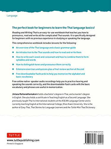 Reading & Writing Thai: A Workbook for Self-Study: A Beginner's Guide to the Thai Alphabet and Pronunciation (Free Online Audio and Printable Flash Cards)