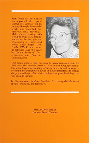 Consciousness and the Absolute: The Final Talks of Sri Nisar