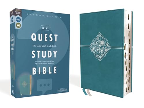 NIV, Quest Study Bible, Leathersoft, Teal, Thumb Indexed, Comfort Print: The Only Q and A Study Bible