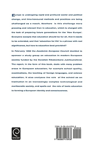 Schooling in Modern European Society: A Report of the Academia Europaea (Comparative & International Education) — back cover