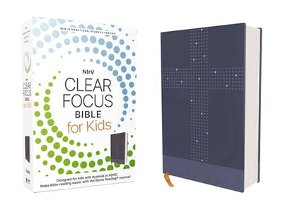 NIrV, Clear Focus Bible for Kids (Help Kids with ADHD or Dyslexia Read with Confidence), Leathersoft, Blue: Read more of the Bible with better focus using the Bionic Reading Method