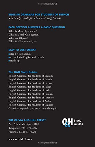 English Grammar for Students of French (O & H Study Guides) (English and French Edition) — back cover