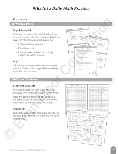 Evan-Moor Daily Math Practice, Grade 6 — back cover