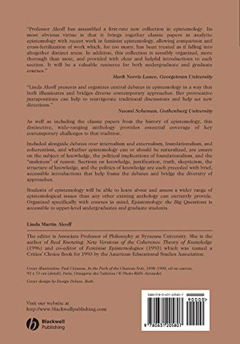 Epistemology: The Big Questions — back cover