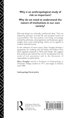 Risk and Blame: Essays in Cultural Theory