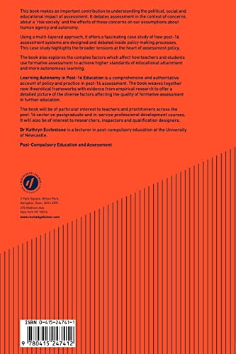 Learning Autonomy in Post-16 Education: The Policy and Practice of Formative Assessment