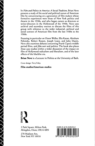 Film and Politics in America: A Social Tradition (Social Analysis)