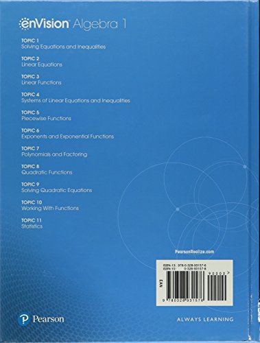 Envision Aga Student Edition Algebra 1 Grade 8/9 Copyright 2