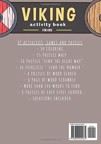 Viking: Activity book For Kids Age 4-8 Years | 89 Activities, Games and Puzzles to Learn on Vikings and Norse Mythology | Coloring for Kids, Maze, Word search for Kids & More.