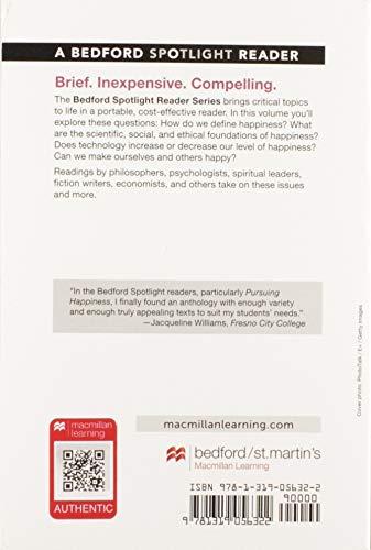 Pursuing Happiness: A Bedford Spotlight Reader — back cover