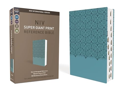 NIV, Super Giant Print Reference Bible (Font Size: 16.5-point), Leathersoft, Teal, Red Letter, Thumb Indexed, Comfort Print