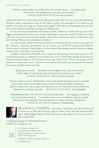 What Money Can't Buy: The Moral Limits of Markets — back cover