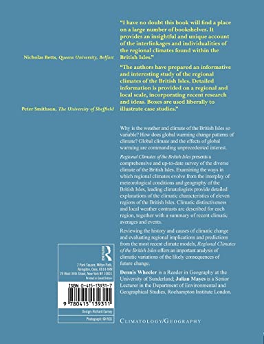Regional Climates of the British Isles (Studies in Epistemology and Cognitive)