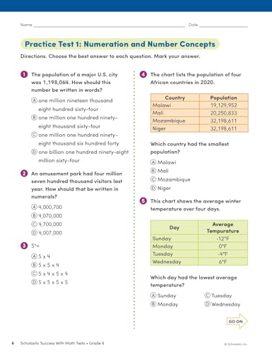 Scholastic Success with Math Tests Grade 6 Workbook
