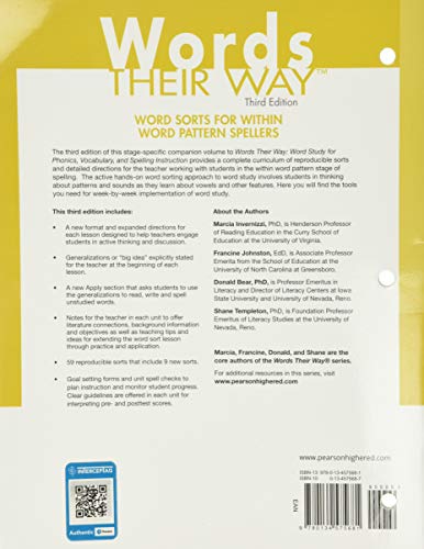 Words Their Way: Word Sorts for Within Word Pattern Spellers