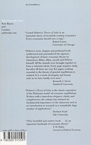 Theory of Value: An Axiomatic Analysis of Economic Equilibrium (Cowles Foundation Monographs Series) — back cover