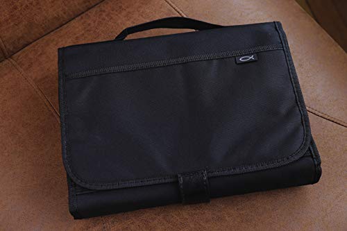 Tri-Fold Bible Cover, Bible Study Organizer, Secure Closure, Nylon, Black, XXL