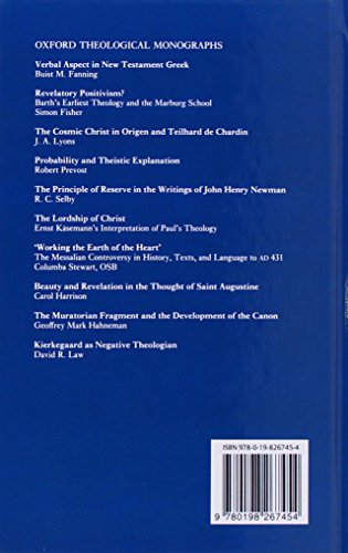 Christology and Cosmology: Models of Divine Activity in Origen, Eusebius, and Athanasius (Oxford Theology and Religion Monographs)