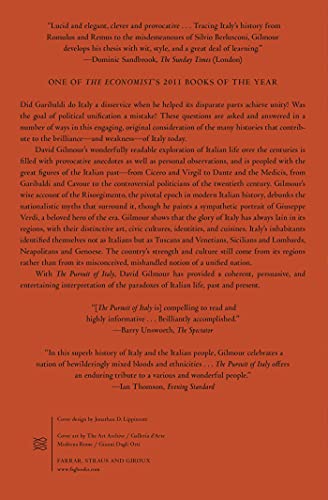 The Pursuit of Italy: A History of a Land, Its Regions, and Their Peoples — back cover