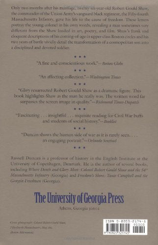 Blue-Eyed Child of Fortune: The Civil War Letters of Colonel Robert Gould Shaw — back cover