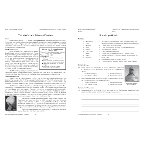 Mark Twain World Civilizations and Cultures World History Workbook, Grades 5-8, Ancient History and Ancient Civilizations, 5th Grade Workbooks and Up, Classroom or Homeschool Curriculum
