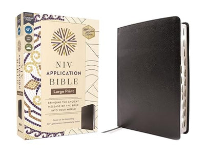 NIV Application Bible, Large Print, European Bonded Leather, Black, Red Letter, Indexed, Comfort Print: Bringing the Ancient Message of the Bible into Your World