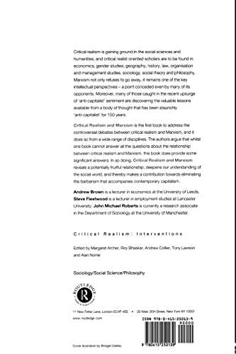 Critical Realism and Marxism (Critical Realism: Interventions (Routledge Critical Realism)) — back cover