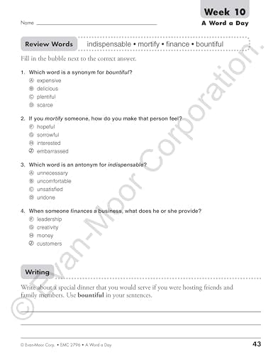 A Word a Day, Grade 6