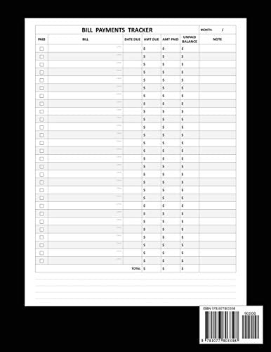 Bill: Simple Monthly Bill Payments Checklist Organizer Planner Log Book Money Debt Tracker Keeper Budgeting Financial Planning Journal Notebook (Bill Planner)