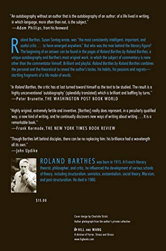 Roland Barthes by Roland Barthes — back cover