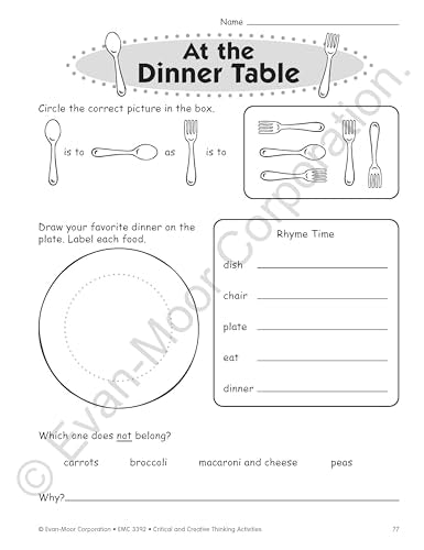 Evan-Moor Critical and Creative Thinking Activities Teacher's Resource Book, Grade 2 (Critical and Creating Thinking Activities)