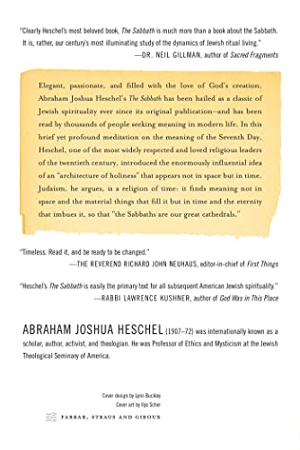 The Sabbath (FSG Classics) — back cover