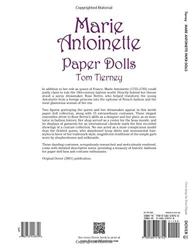 Marie Antoinette Paper Dolls (Dover Royal Paper Dolls) — back cover