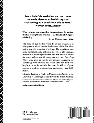 Early Mesopotamia: Society and Economy at the Dawn of History — back cover