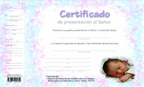 Certificados de Presentacion de Ninos (Spanish Edition) (Pack of 12)