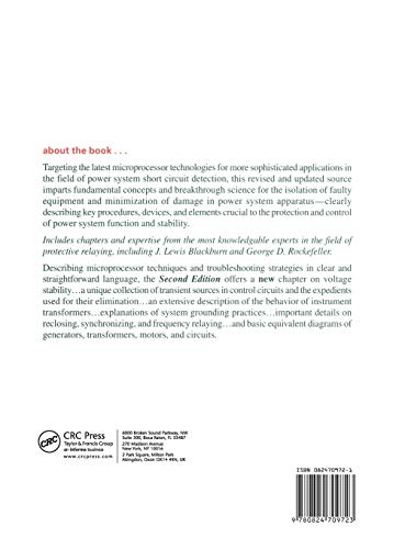 Protective Relaying: Theory and Applications (No Series) — back cover