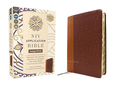 NIV Application Bible, Large Print, Leathersoft, Brown, Red Letter, Thumb Indexed, Comfort Print: Bringing the Ancient Message of the Bible into Your World (NIV Application Commentary Resources)