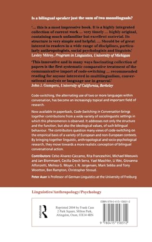 Code-Switching in Conversation: Language, Interaction and Identity