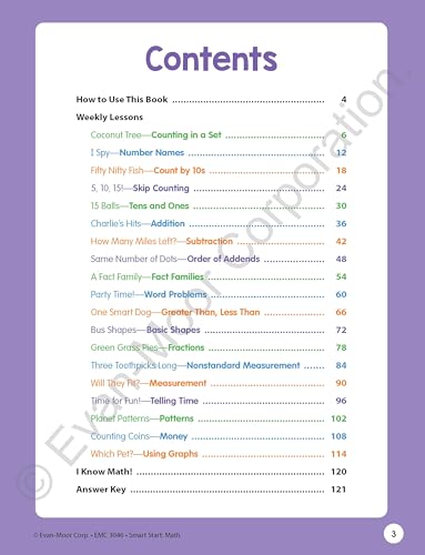 Evan-Moor Smart Start Math, Grade 1 Workbook, Stickers, Audio Read Alouds, Stories and Activities, Learn Numbers, Counting, Measurment, Addition, ... (Smart Start: Math Stories and Activities)