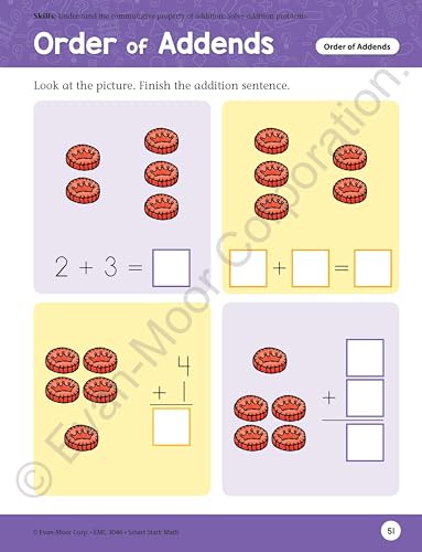 Evan-Moor Smart Start Math, Grade 1 Workbook, Stickers, Audio Read Alouds, Stories and Activities, Learn Numbers, Counting, Measurment, Addition, ... (Smart Start: Math Stories and Activities)