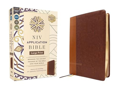 NIV Application Bible, Large Print, Leathersoft, Brown, Red Letter, Comfort Print: Bringing the Ancient Message of the Bible into Your World (NIV Application Commentary Resources)
