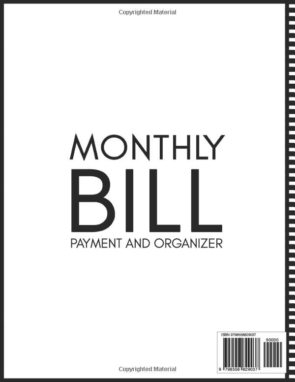 Monthly Bill Payment And Organizer: Simple Home Budget Spreadsheet For Busy Family, Bill Checklist Planner, Money Dept Tracker, Monthly/ Yearly/ One ... Large 8.5 x 11 Budgeting Record Book