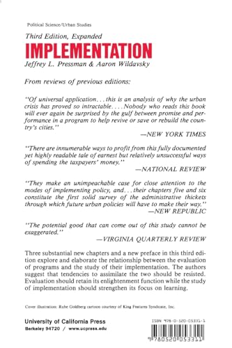 Implementation: How Great Expectations in Washington Are Dashed in Oakland; Or, Why It's Amazing that Federal Programs Work at All, This Being a Saga . . . Morals on a Foundation (Oakland Project) — back cover