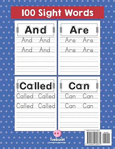 Letter Tracing for Toddlers: 100 Sight Words Workbook and Letter Tracing Books for Kids Ages 3-5 (TueBaah Handwriting Workbook)