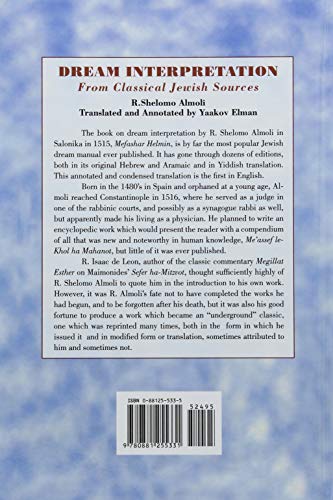 Dream Interpretation from Classical Jewish Sources — back cover