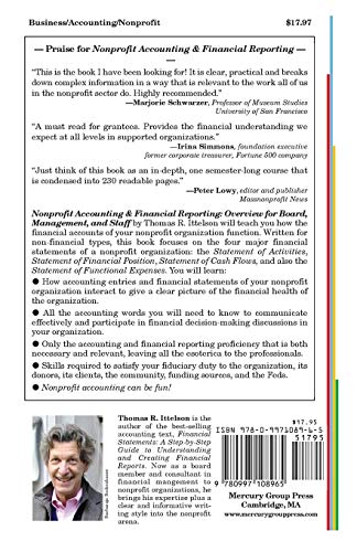 Nonprofit Accounting & Financial Statements: Overview for Board, Management, and Staff — back cover