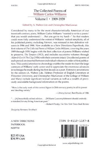 The Collected Poems of William Carlos Williams, Vol. 1: 1909-1939