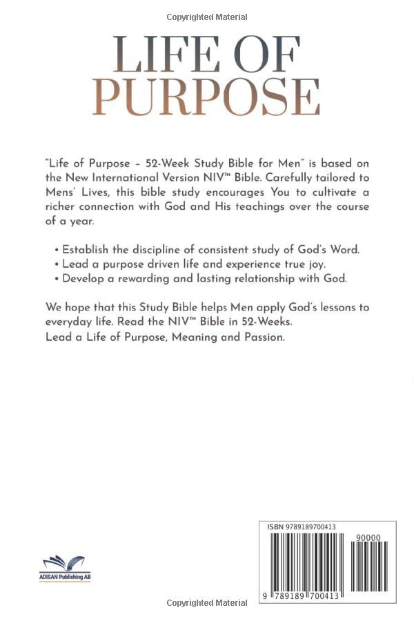 Life Of Purpose: 52-Week Study Bible for Men (Christian Gifts for Men)